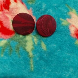 Elegant Burgundy Button Earrings